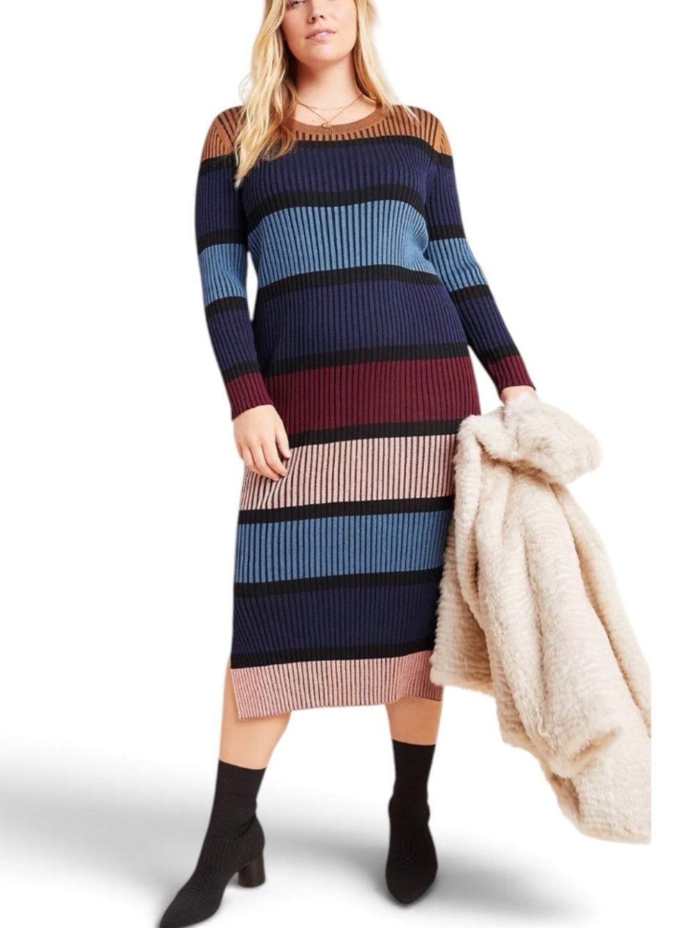 Anthropologie Dolan Left Coast Lorna Midi Sweater Dress L Autumnal